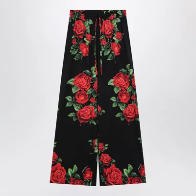 Dolce & Gabbana Dolce E Gabbana Silk Floral Print Trousers In Multi