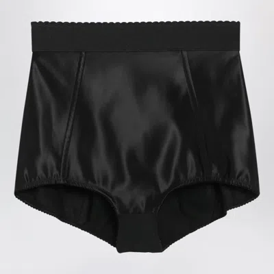 Dolce & Gabbana Dolce E Gabbana Silk Satin Culottes With High-waist Elastic Waistband In Black