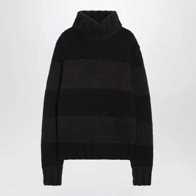 Dolce & Gabbana Dolce E Gabbana Striped Wool-blend Turtleneck Jumper In Black