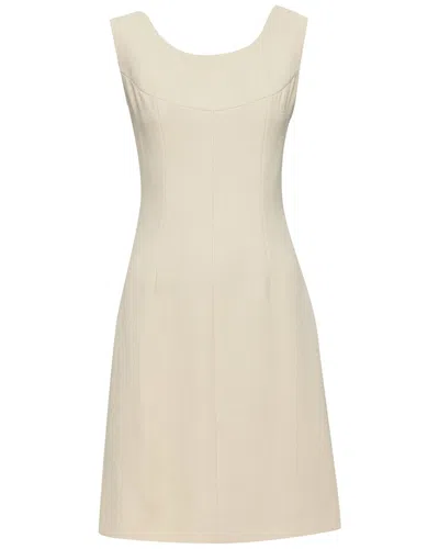 Pre-owned Dolce & Gabbana Dolce Gabbana 1990s Vintage Cream Wool Twill Minimal Contour  Seam Dress It40 M (aut