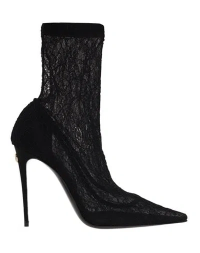 Dolce & Gabbana 110 Stretch Lace Ankle Boots In Black
