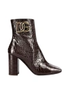 Dolce & Gabbana 90mm Logo-plaque Leather Ankle Boots In Brown