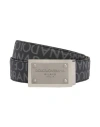 Dolce & Gabbana Men's Allover Logo Plaque Belt In Black