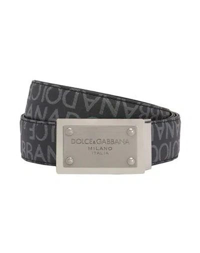 Dolce & Gabbana Logo Jacquard Coated Canvas Belt In Black