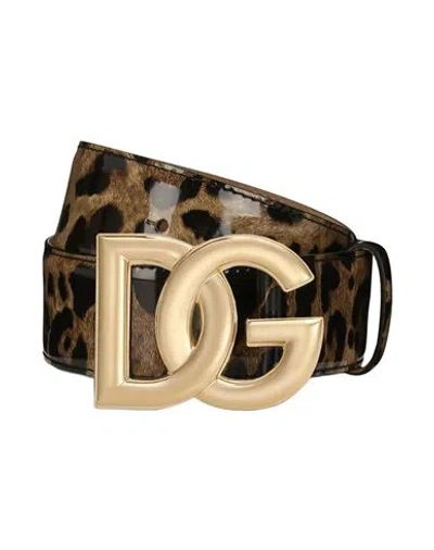 Dolce & Gabbana Belt With Logo Dg Woman Belt Brown Size 36 Leather