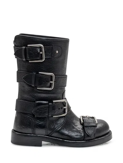 DOLCE & GABBANA DOLCE & GABBANA DOLCE & GABBANA BLACK LEATHER HORSE BOOTS