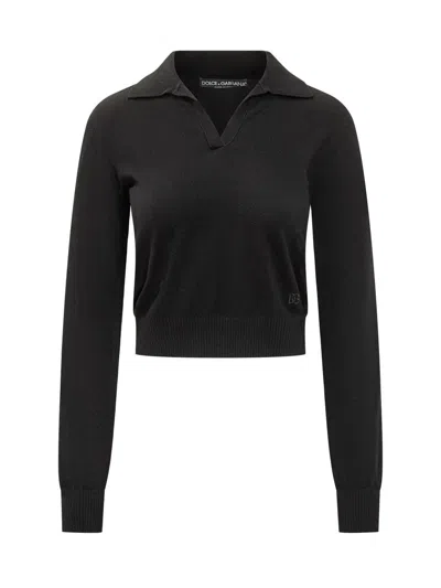 DOLCE & GABBANA DOLCE & GABBANA DOLCE & GABBANA BLACK SWEATER WITH NECKLINE