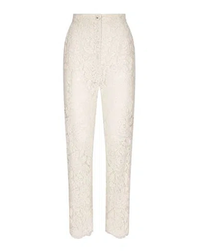 Dolce & Gabbana Branded Stretch Lace Pants Woman Pants White Size 6 Viscose