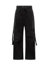 Dolce & Gabbana Wide Leg Cargo Trousers Pleated And Strap In Black