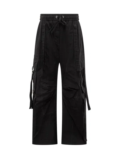 DOLCE & GABBANA DOLCE & GABBANA DOLCE & GABBANA CARGO TROUSERS IN BLACK COTTON