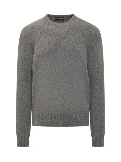 Dolce & Gabbana Crew Neck Sweater In Gray