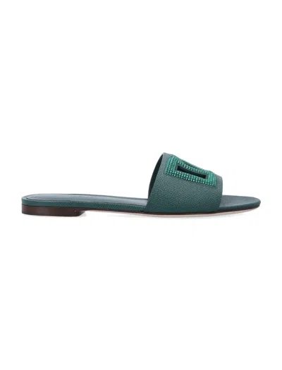 Dolce & Gabbana Crystal Embellished Flat In Green