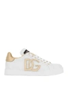 Dolce & Gabbana Portofino Logo Detail Leather Sneakers In White