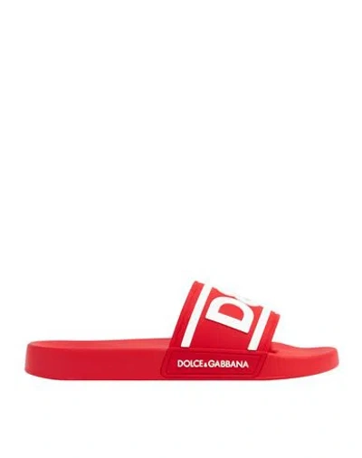 Dolce & Gabbana Dg Logo Slides Man Sandals Red Size 9 Rubber