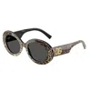 Dolce & Gabbana Leopard-print Round-frame Sunglasses In Gray