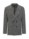 Dolce & Gabbana Portofino Double-breasted Jacket With Chevron Pattern In Gray