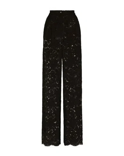 Dolce & Gabbana Flared Branded Stretch Lace Pants Woman Pants Black Size 8 Viscose