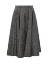 Dolce & Gabbana Midi Circle Skirt In A Dotted Wool Blend In Gray