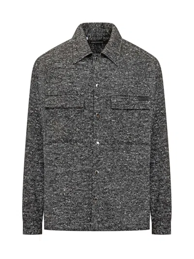 Dolce & Gabbana Grey Tweed Jacket Shirt In Gray