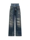 Dolce & Gabbana High Waisted Jeans With Doubled Effect In Blue
