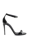 Dolce & Gabbana Black Sandals With Dg Logo Detail In Patent Leather Woman In Black