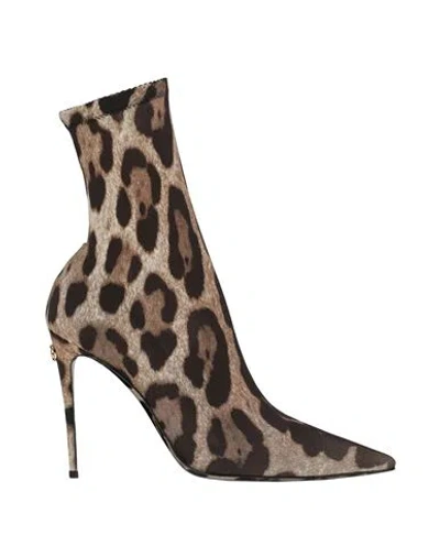 Dolce & Gabbana Kim Lollo Sock Shoes Woman Ankle Boots Brown Size 7.5 Polyamide