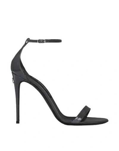 Dolce & Gabbana Kim Sandals Woman Sandals Grey Size 7.5 Leather In Black