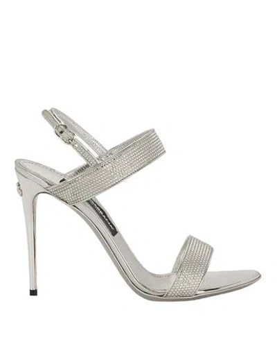 Dolce & Gabbana Kim Sandals Woman Sandals Silver Size 7.5 Polyurethane