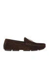 Dolce & Gabbana Suede Dg Driving Shoes In Brown