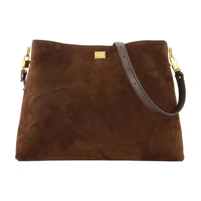 Dolce & Gabbana Medium Devotion Shoulder Bag In Brown