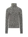 Dolce & Gabbana Two-tone Knit Turtleneck Sweater In Gray