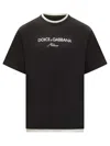 Dolce & Gabbana Logo-embroidered Layering Cotton T-shirt In Black