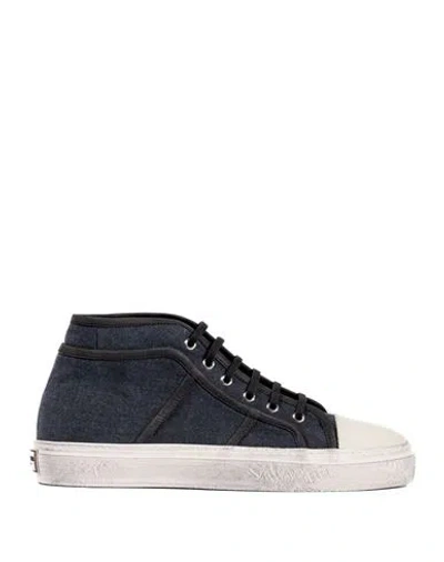 Dolce & Gabbana Mid-top Vintage Sneakers Man Sneakers Midnight Blue Size 9 Cotton