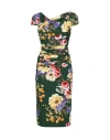 Dolce & Gabbana St. Giardino Floral-print Sleeveless Draped Charmeuse Midi Dress In Green
