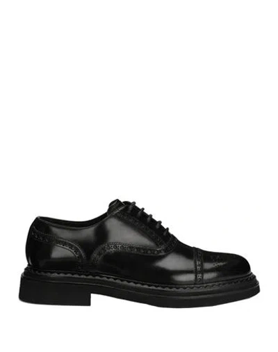 Dolce & Gabbana Oxfords Man Lace-up Shoes Black Size 7 Leather In Multi