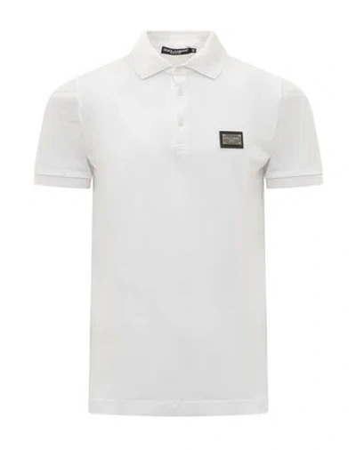 Dolce & Gabbana Polo Shirt Man Polo Shirt White Size 42 Cotton In Multicolor
