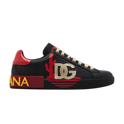 Pre-owned Dolce & Gabbana Portofino Low 'black Red Cactus' | Men's Size 10