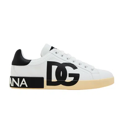 Pre-owned Dolce & Gabbana Portofino Low 'dg Logo Print - White Black' | Men's Size 44