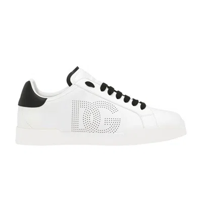 Pre-owned Dolce & Gabbana Portofino 'perforated Dg Logo - White Black' | Men's Size 47