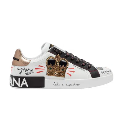 Pre-owned Dolce & Gabbana Portofino 'printed Crown Embroidery Patch - White' | Men's Size 41