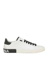 Dolce & Gabbana Portofino Leather Sneakers With Rubberized Logo Shoes In White