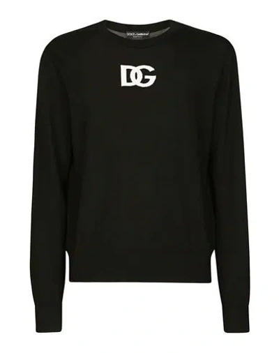 Dolce & Gabbana Pullover With Logo Man Sweater Black Size 44 Wool