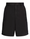 Dolce & Gabbana Cargo Cotton Stretch Bermuda Shorts With Logo Plaque In Black