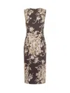 Dolce & Gabbana Rose Cretonne Charmeuse Sleeveless Midi Dress In Multi