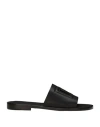 Dolce & Gabbana Black Sandals With Dg Logo Cut-out In Leather Man In Black