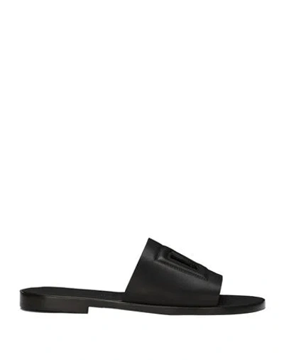 Dolce & Gabbana Slides Man Sandals Black Size 8 Leather
