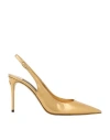 Dolce & Gabbana 90mm Lollo Laminated Leather Slingbacks In Gold