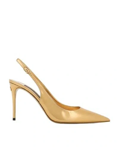 Dolce & Gabbana Slingbacks Woman Pumps Gold Size 7 Leather