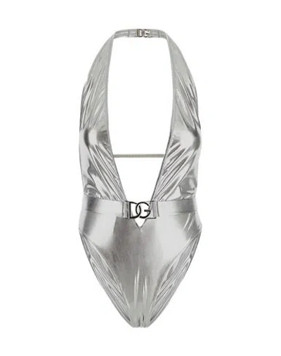 Dolce & Gabbana One-piece Swimsuit In Silver