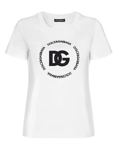 Dolce & Gabbana White T-shirt With Logo Lettering Print In Cotton